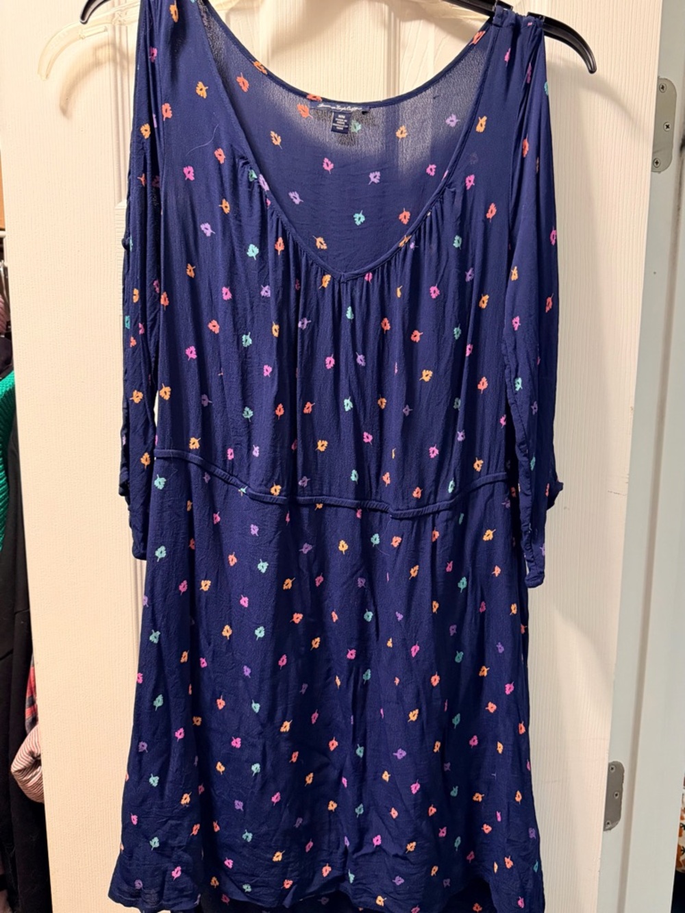 American Eagle Outfitters Navy Floral Dot Scoop Neck Dress